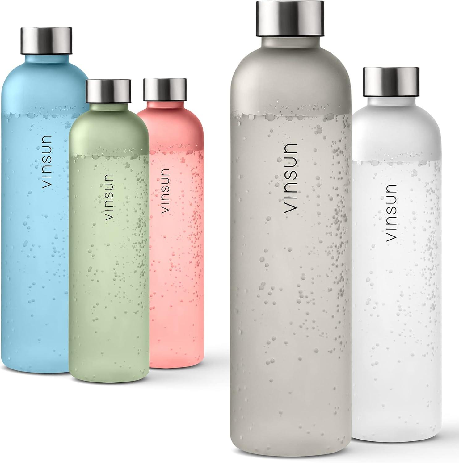 image:imageVINSUN Gourde 1L Bleu Menthe Rutilisable tanche Convient aux Boissons Gazeuses sans BPA Tritan Bouteille dEau lgre pour Sport Vlo TravailGris