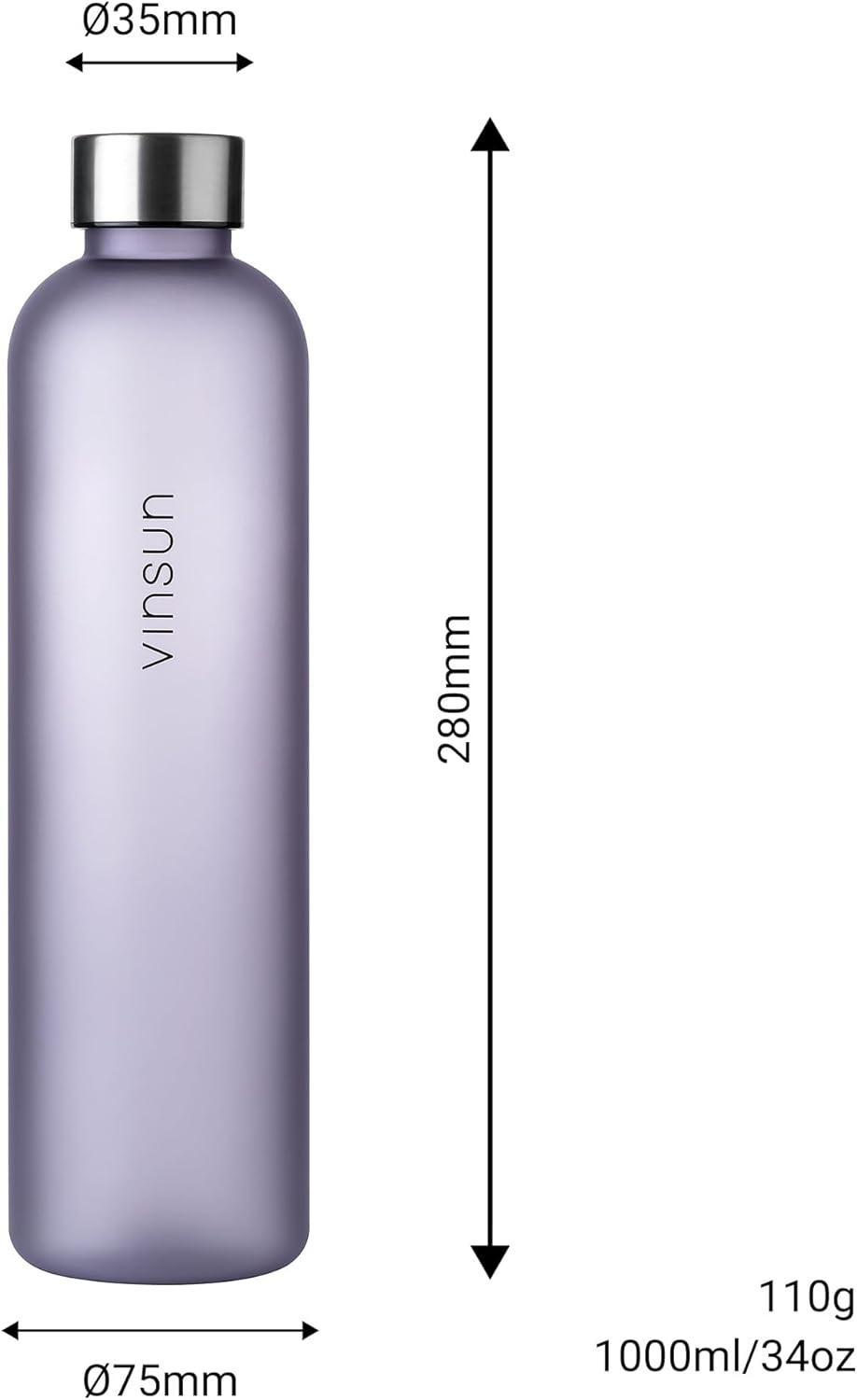 image:imageVINSUN Gourde 1L Bleu Menthe Rutilisable tanche Convient aux Boissons Gazeuses sans BPA Tritan Bouteille dEau lgre pour Sport Vlo TravailLila