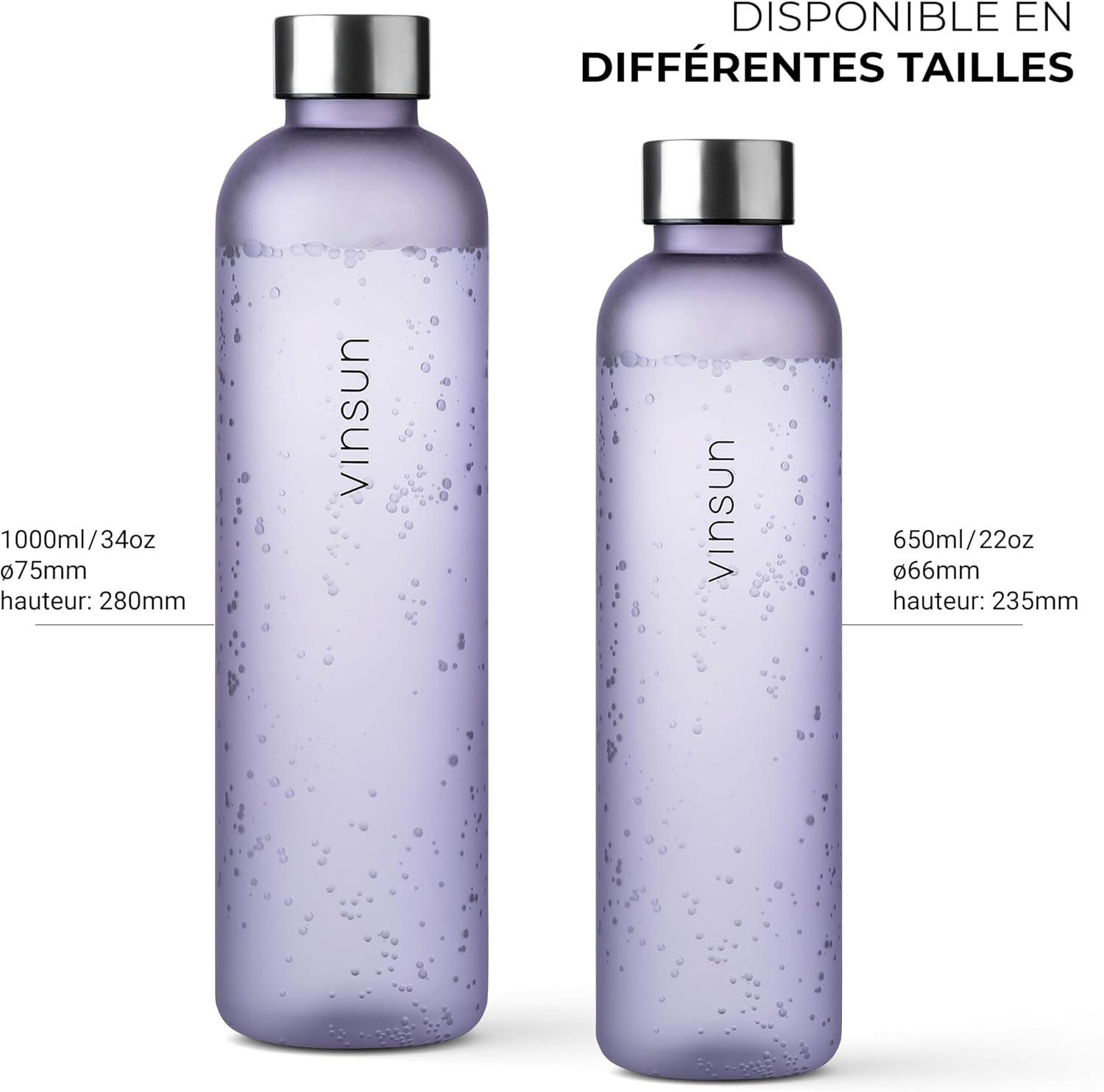 image:imageVINSUN Gourde 1L Bleu Menthe Rutilisable tanche Convient aux Boissons Gazeuses sans BPA Tritan Bouteille dEau lgre pour Sport Vlo TravailLila
