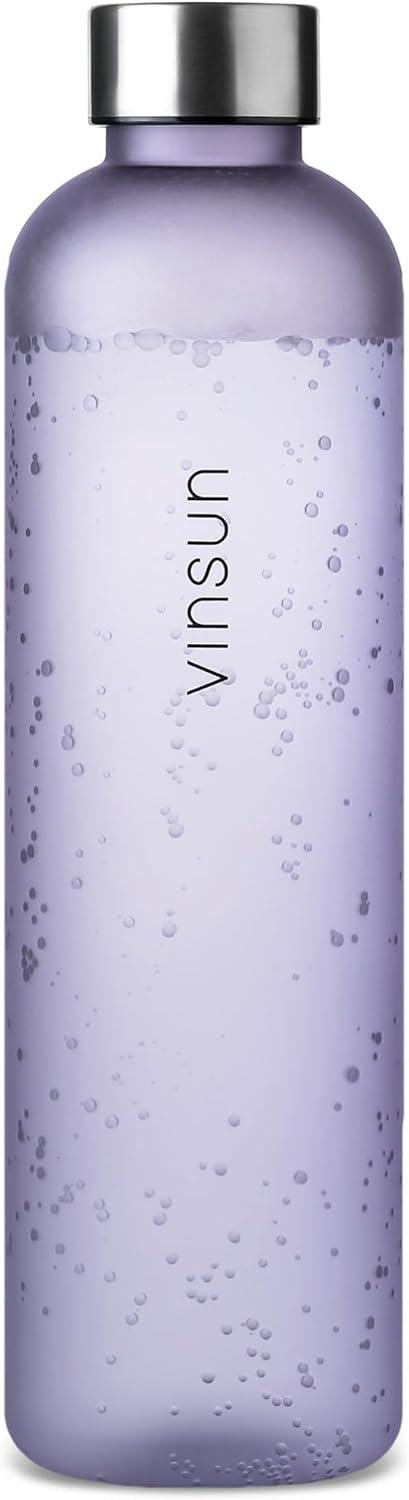 image:imageVINSUN Gourde 1L Bleu Menthe Rutilisable tanche Convient aux Boissons Gazeuses sans BPA Tritan Bouteille dEau lgre pour Sport Vlo TravailLila