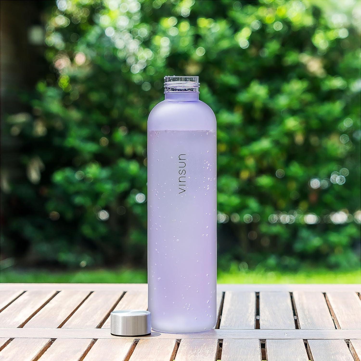 image:imageVINSUN Gourde 1L Bleu Menthe Rutilisable tanche Convient aux Boissons Gazeuses sans BPA Tritan Bouteille dEau lgre pour Sport Vlo TravailLilas
