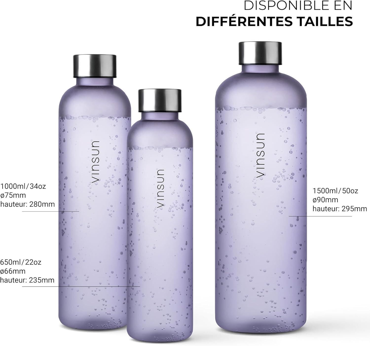 image:imageVINSUN Gourde 1L Bleu Menthe Rutilisable tanche Convient aux Boissons Gazeuses sans BPA Tritan Bouteille dEau lgre pour Sport Vlo TravailLilas