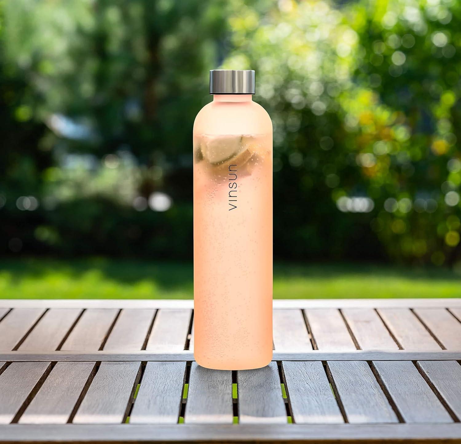 image:imageVINSUN Gourde 1L Bleu Menthe Rutilisable tanche Convient aux Boissons Gazeuses sans BPA Tritan Bouteille dEau lgre pour Sport Vlo TravailOrange