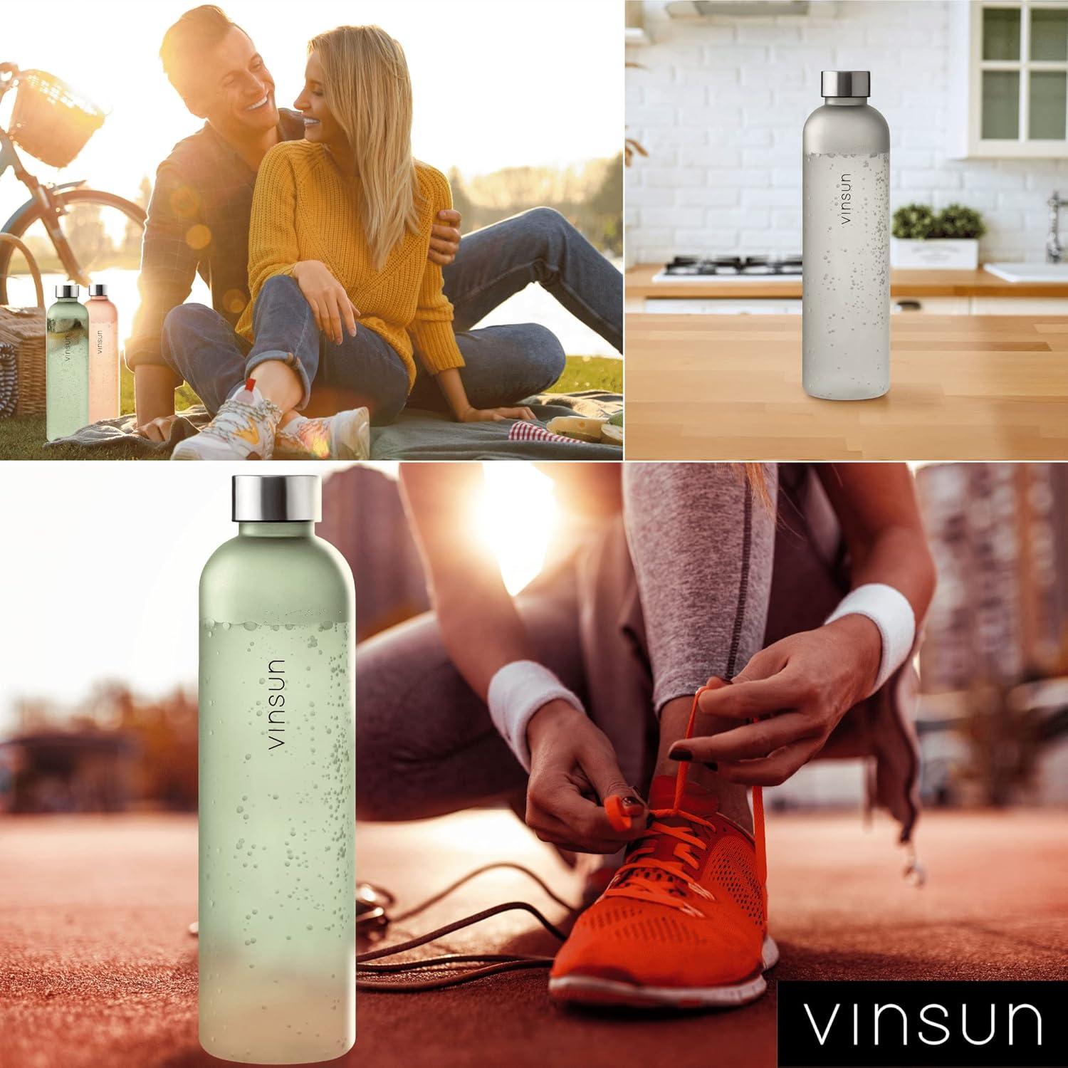 image:imageVINSUN Gourde 1L Bleu Menthe Rutilisable tanche Convient aux Boissons Gazeuses sans BPA Tritan Bouteille dEau lgre pour Sport Vlo TravailOrange