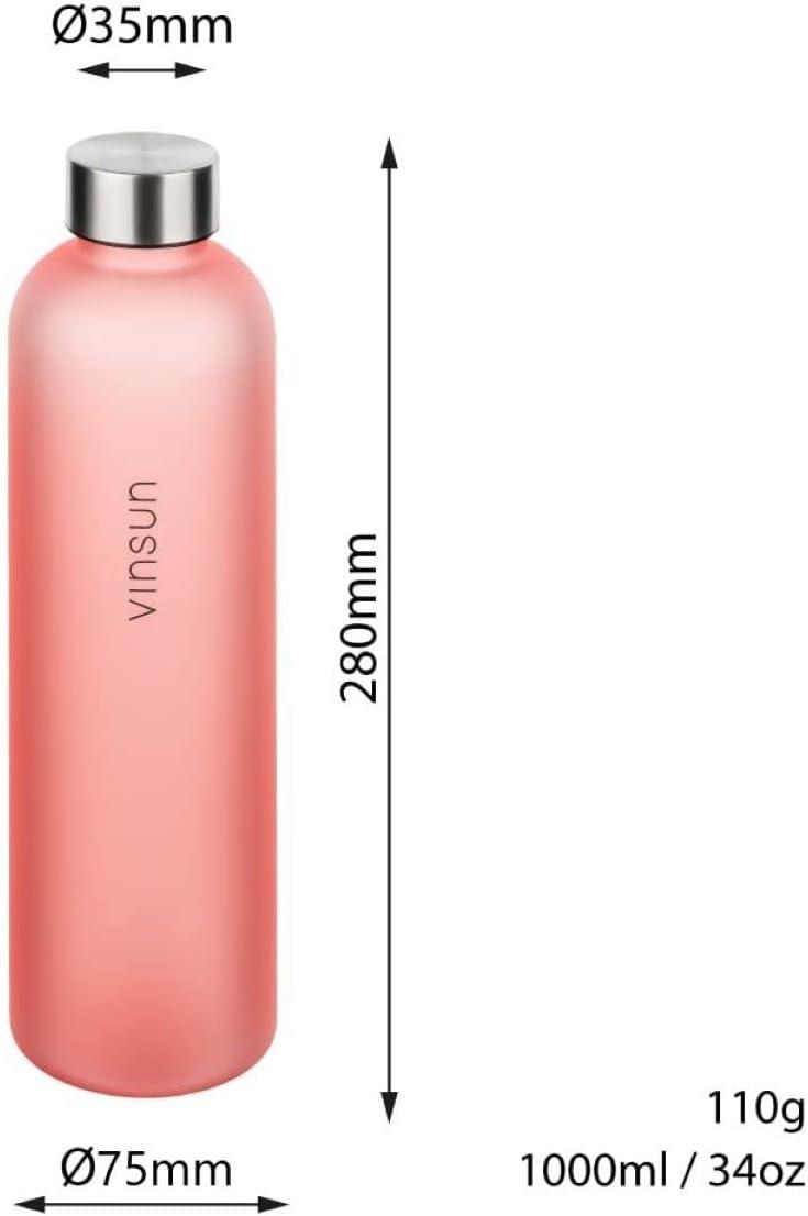 image:imageVINSUN Gourde 1L Bleu Menthe Rutilisable tanche Convient aux Boissons Gazeuses sans BPA Tritan Bouteille dEau lgre pour Sport Vlo TravailRose