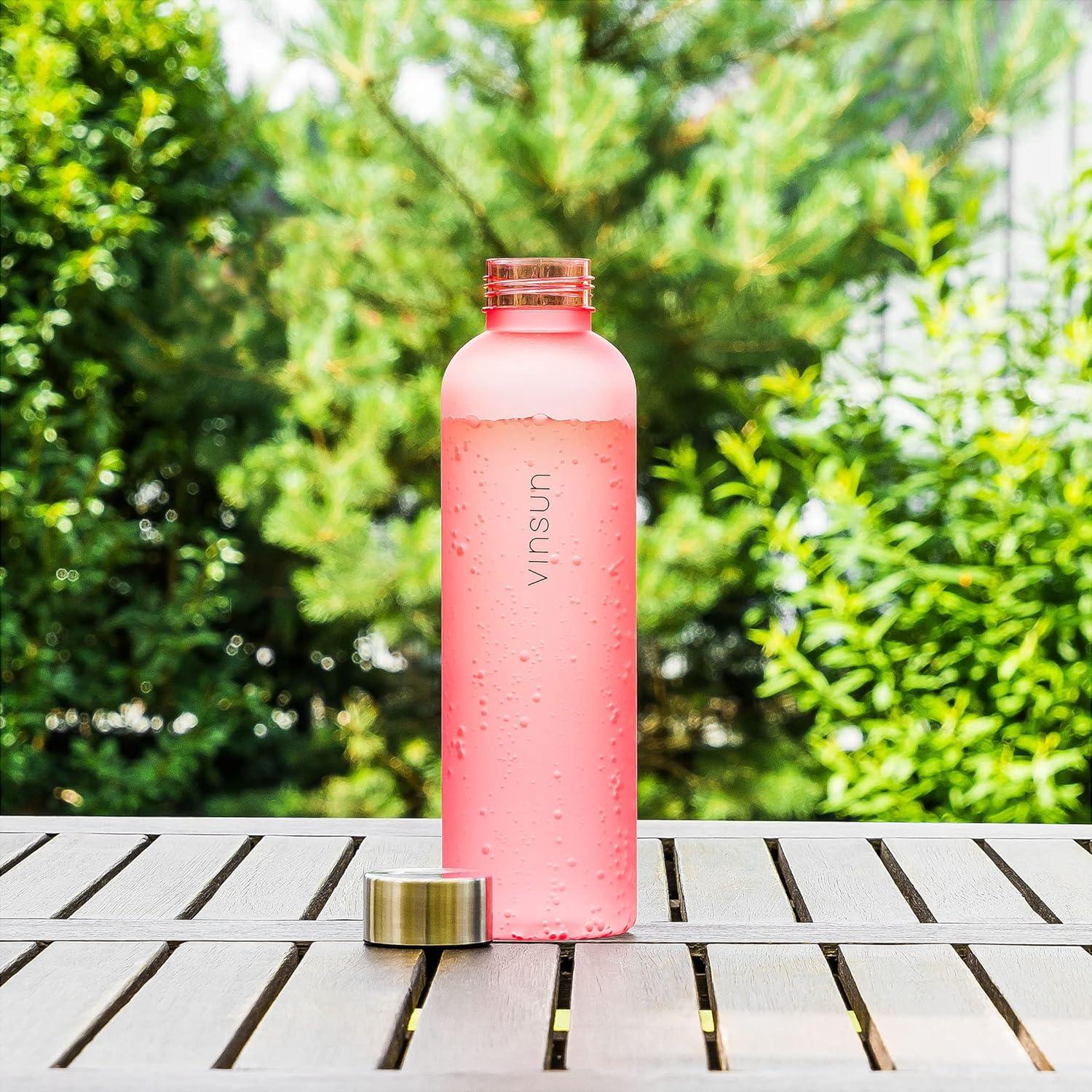 image:imageVINSUN Gourde 1L Bleu Menthe Rutilisable tanche Convient aux Boissons Gazeuses sans BPA Tritan Bouteille dEau lgre pour Sport Vlo TravailRose