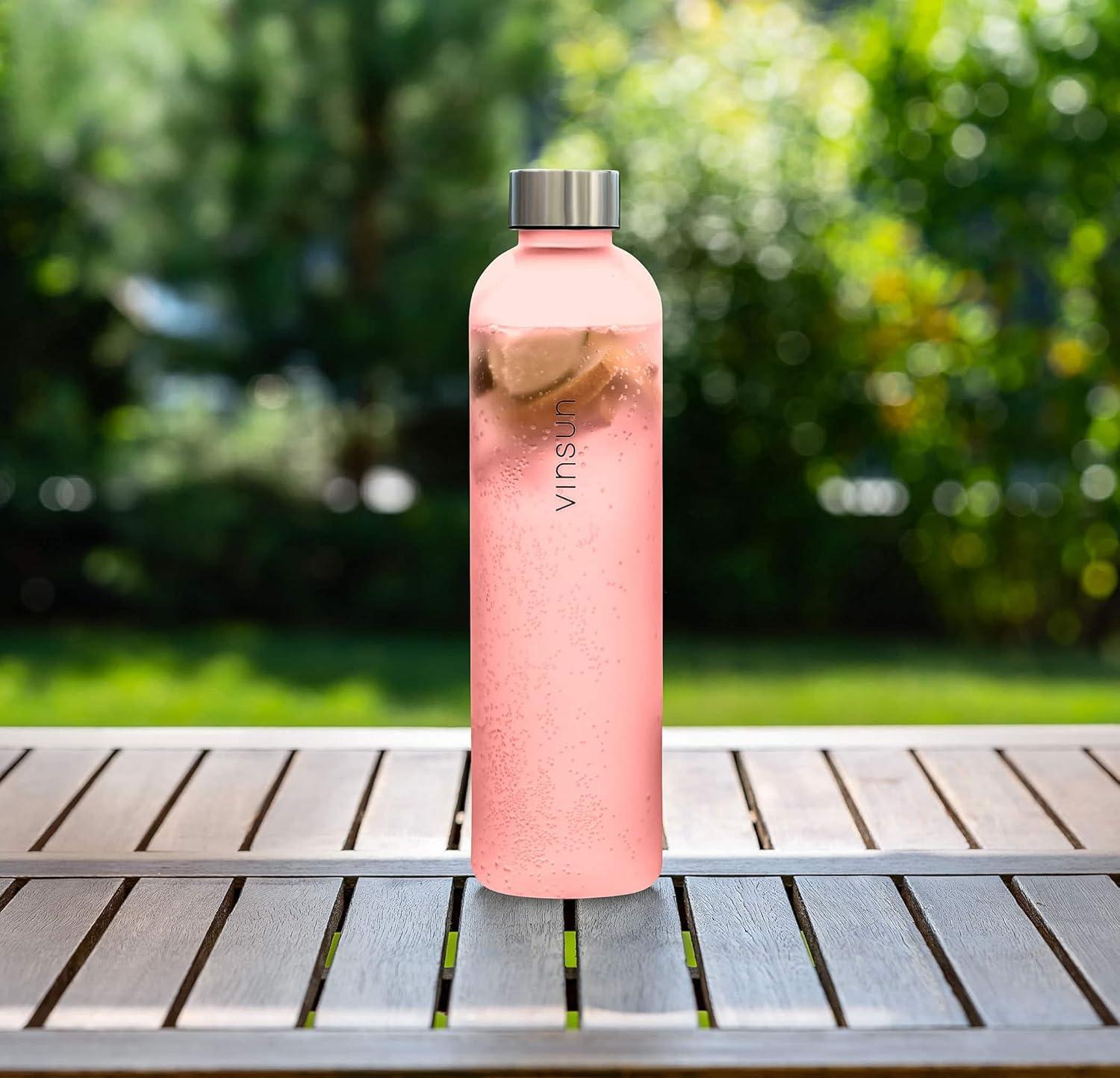 image:imageVINSUN Gourde 1L Bleu Menthe Rutilisable tanche Convient aux Boissons Gazeuses sans BPA Tritan Bouteille dEau lgre pour Sport Vlo TravailRose