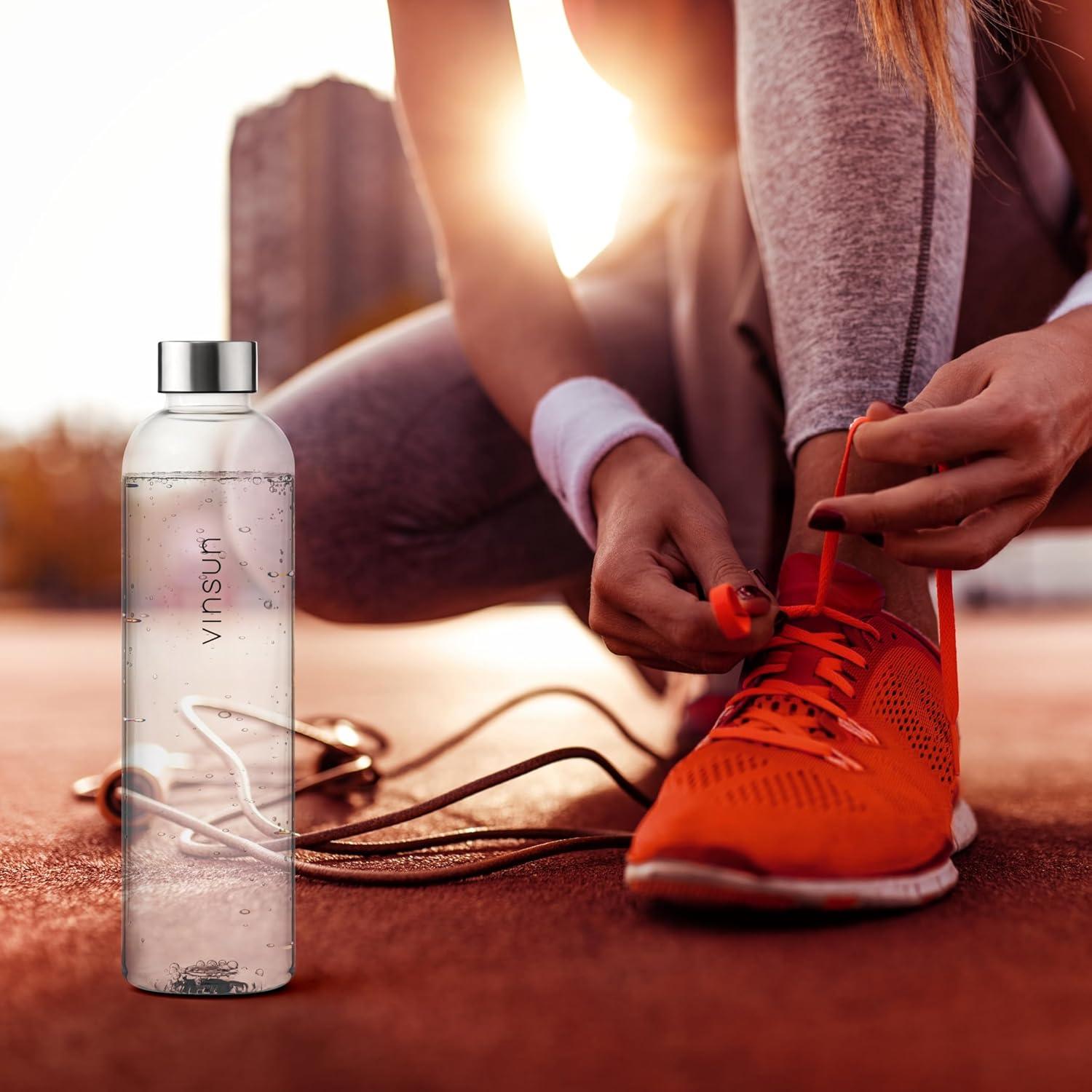 image:imageVINSUN Gourde 1L Bleu Menthe Rutilisable tanche Convient aux Boissons Gazeuses sans BPA Tritan Bouteille dEau lgre pour Sport Vlo TravailTransparent
