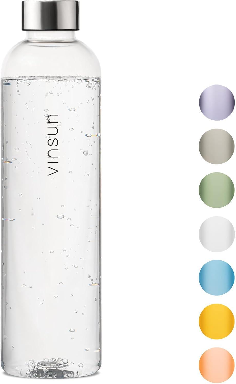 image:imageVINSUN Gourde 1L Bleu Menthe Rutilisable tanche Convient aux Boissons Gazeuses sans BPA Tritan Bouteille dEau lgre pour Sport Vlo TravailTransparent