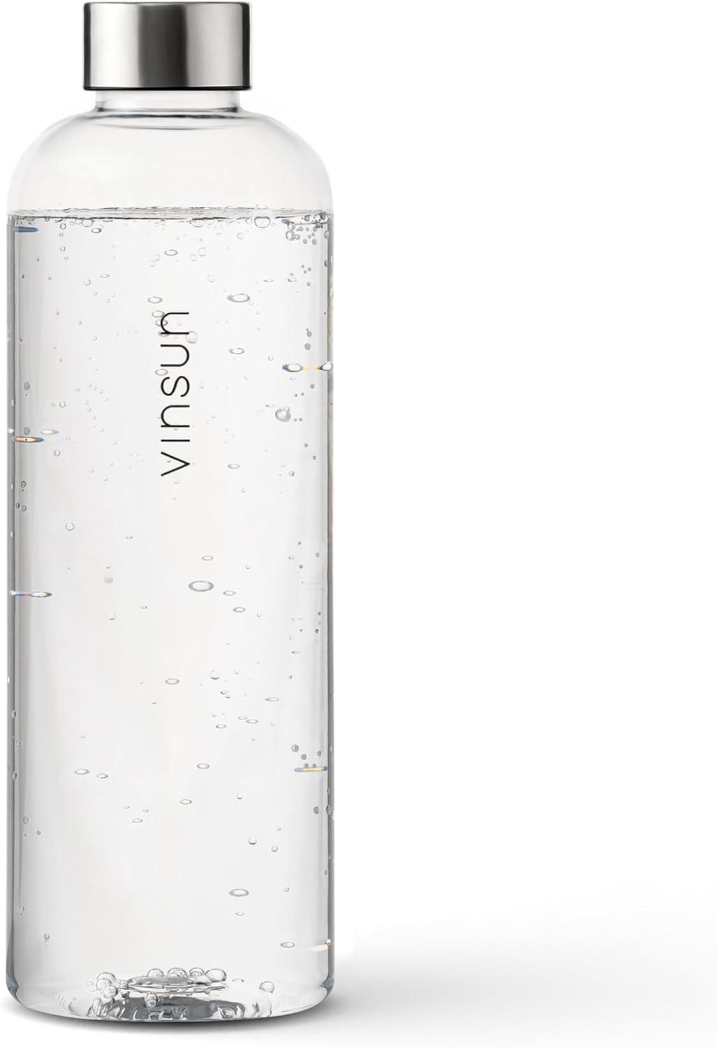 image:imageVINSUN Gourde 1L Bleu Menthe Rutilisable tanche Convient aux Boissons Gazeuses sans BPA Tritan Bouteille dEau lgre pour Sport Vlo TravailTransparent