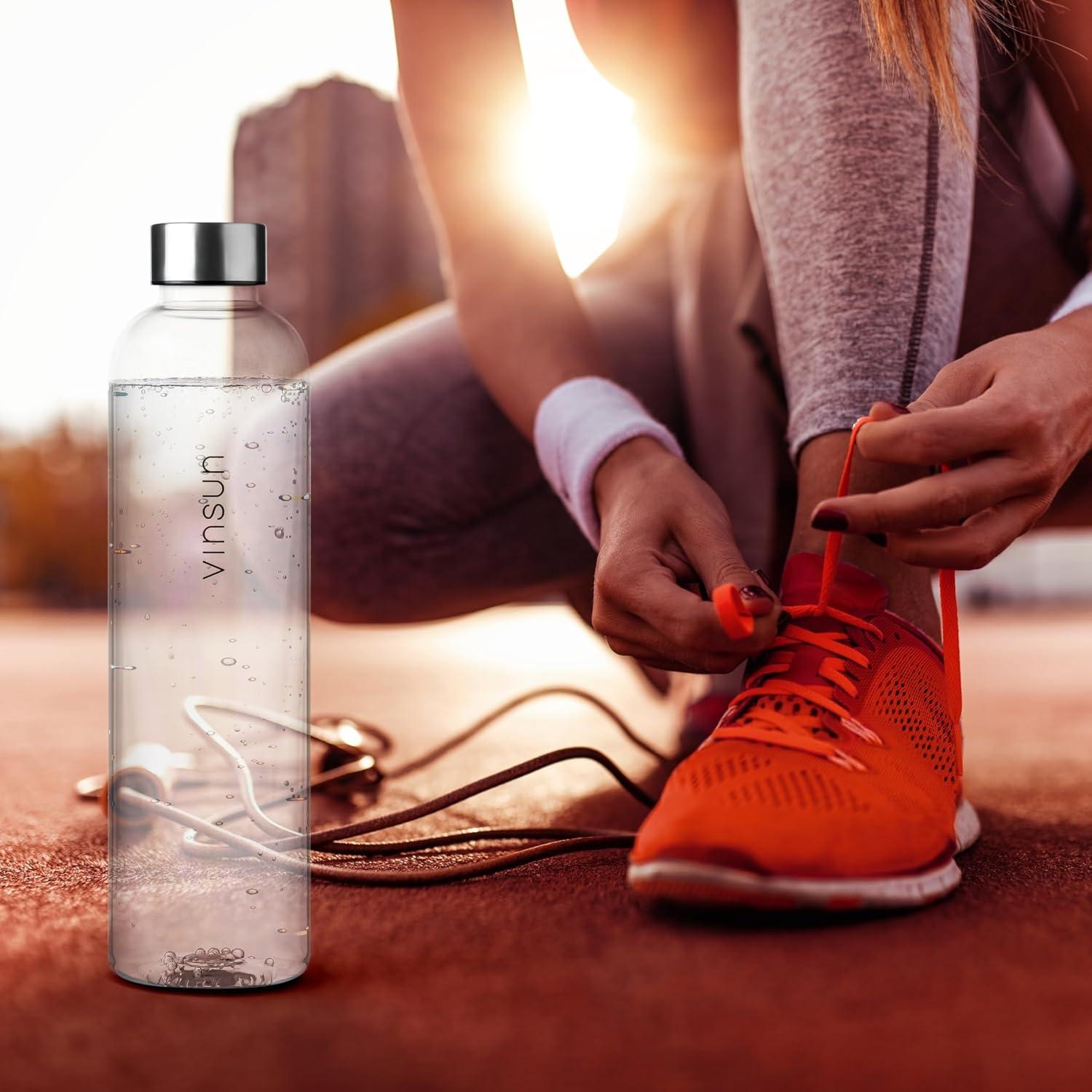 image:imageVINSUN Gourde 1L Bleu Menthe Rutilisable tanche Convient aux Boissons Gazeuses sans BPA Tritan Bouteille dEau lgre pour Sport Vlo TravailTransparent