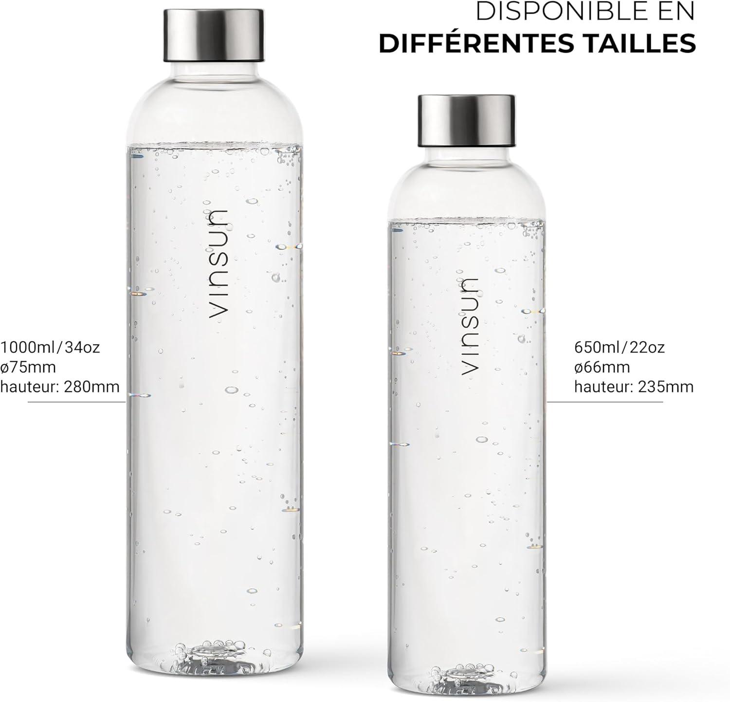 image:imageVINSUN Gourde 1L Bleu Menthe Rutilisable tanche Convient aux Boissons Gazeuses sans BPA Tritan Bouteille dEau lgre pour Sport Vlo TravailTransparent