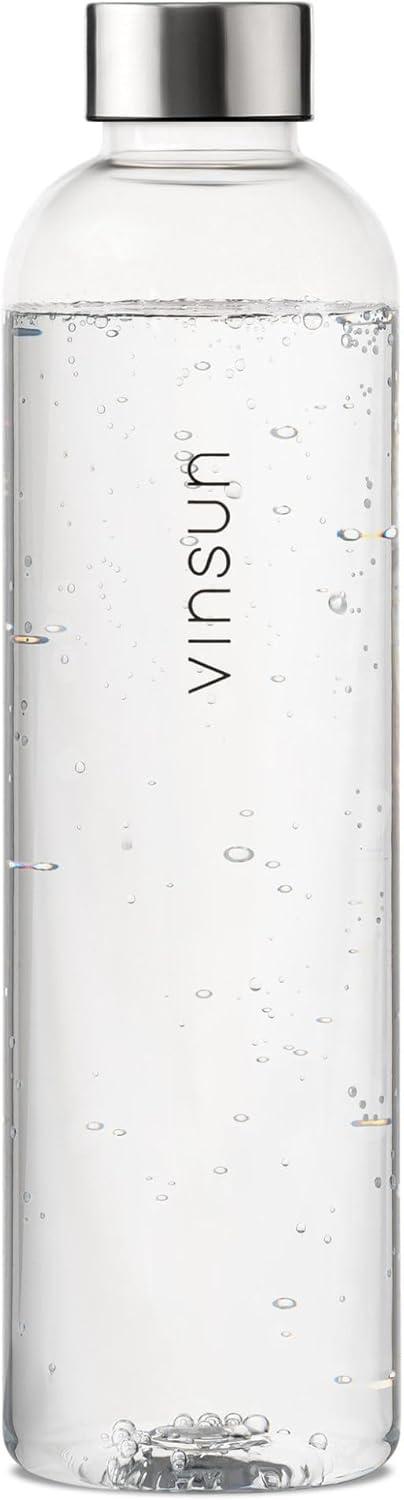 image:imageVINSUN Gourde 1L Bleu Menthe Rutilisable tanche Convient aux Boissons Gazeuses sans BPA Tritan Bouteille dEau lgre pour Sport Vlo TravailTransparent