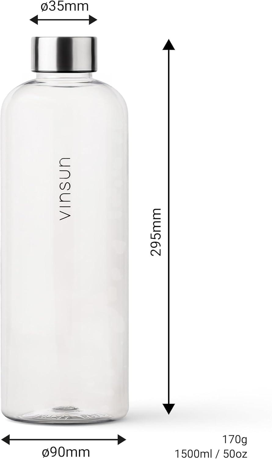 image:imageVINSUN Gourde 1L Bleu Menthe Rutilisable tanche Convient aux Boissons Gazeuses sans BPA Tritan Bouteille dEau lgre pour Sport Vlo TravailTransparent
