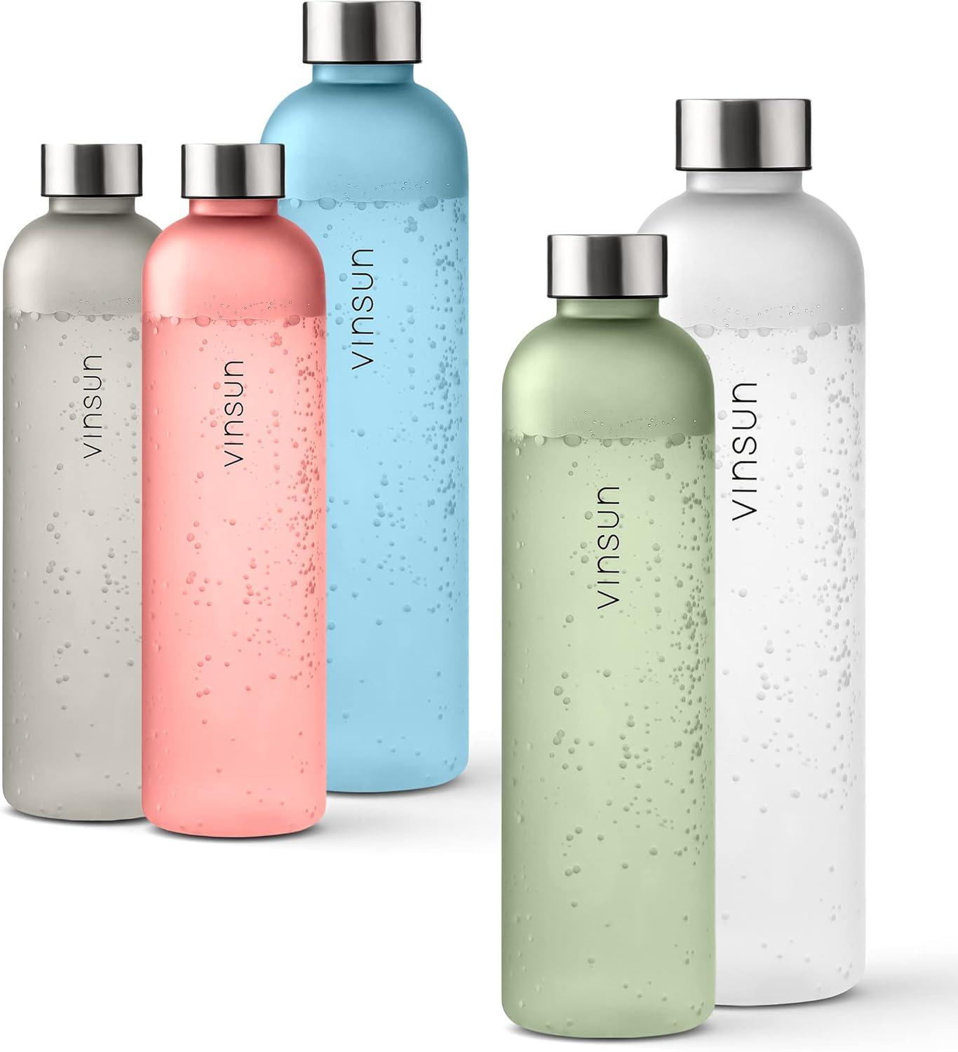 image:imageVINSUN Gourde 1L Bleu Menthe Rutilisable tanche Convient aux Boissons Gazeuses sans BPA Tritan Bouteille dEau lgre pour Sport Vlo TravailVert