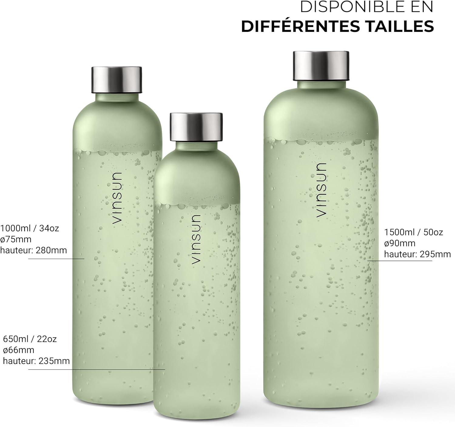 image:imageVINSUN Gourde 1L Bleu Menthe Rutilisable tanche Convient aux Boissons Gazeuses sans BPA Tritan Bouteille dEau lgre pour Sport Vlo TravailVert