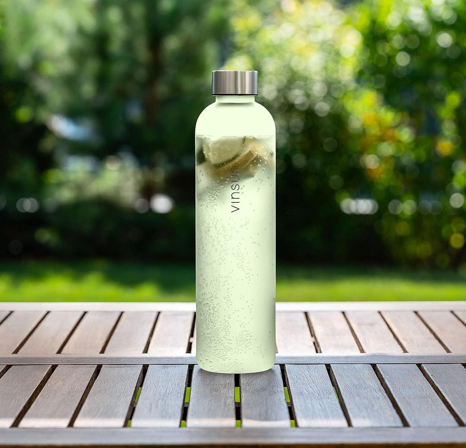 image:imageVINSUN Gourde 1L Bleu Menthe Rutilisable tanche Convient aux Boissons Gazeuses sans BPA Tritan Bouteille dEau lgre pour Sport Vlo TravailVert