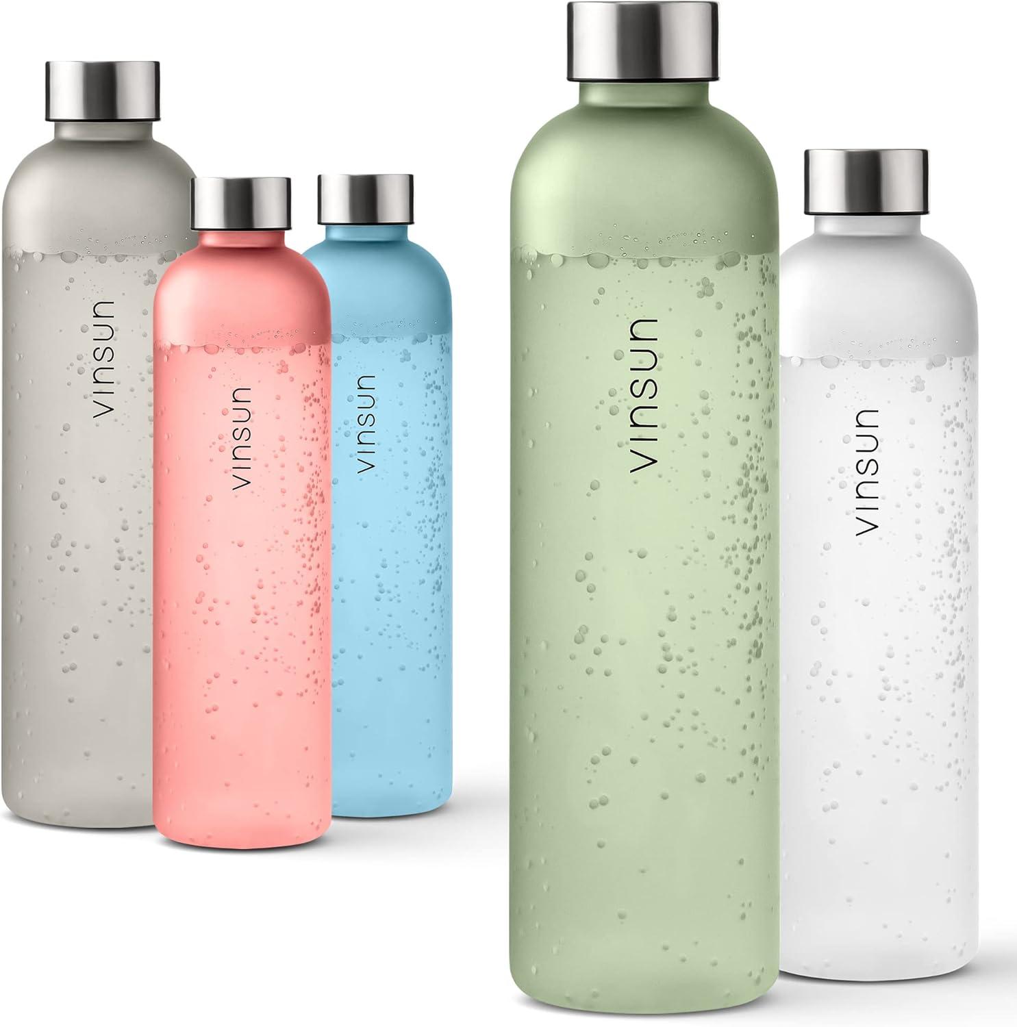 image:imageVINSUN Gourde 1L Bleu Menthe Rutilisable tanche Convient aux Boissons Gazeuses sans BPA Tritan Bouteille dEau lgre pour Sport Vlo TravailVert