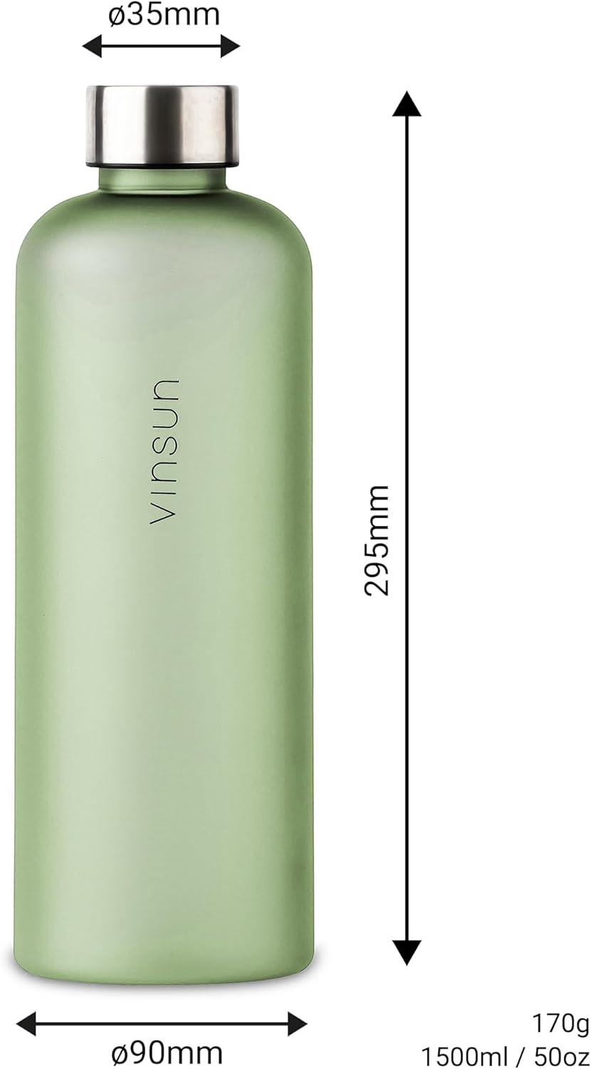 image:imageVINSUN Gourde 1L Bleu Menthe Rutilisable tanche Convient aux Boissons Gazeuses sans BPA Tritan Bouteille dEau lgre pour Sport Vlo TravailVert