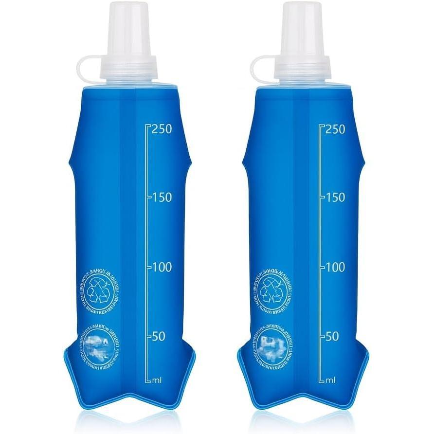 image:image2 Pices Flasque Running 250ml Souple et Pliable Gourde Rutilisable en Silicone Alimentaire Sans BPA pour Course Pied Randonne Camping Cyclisme Voyage et Sport Outdoor