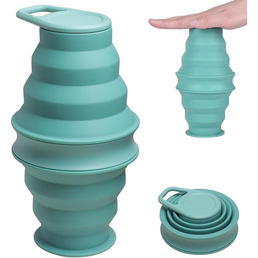 image:image500ml Bouteilles deau PliableBouteille deau en SiliconeBouteille de Sport en Portable Sans BPATasse de Camping RutilisableEnroulable Bouteille deau de Gym pour Voyage RandonneNoirBlue