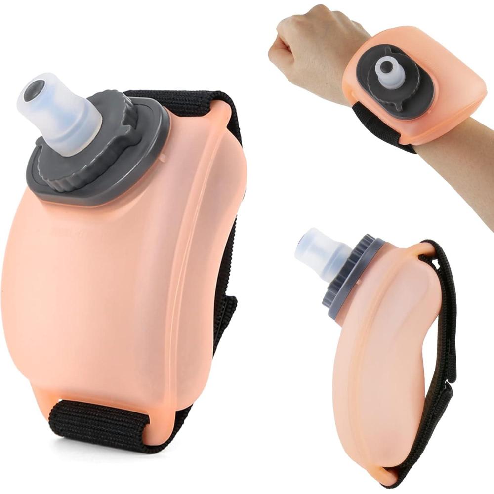 image:imageBouteille Deau de Sport Port  la main Gourde de Sport 200ML avec bracelet rglable Bouteille silicone Douceur sans BPA dHydratation pour Running Jogging Marathon Escalade NoirOrange