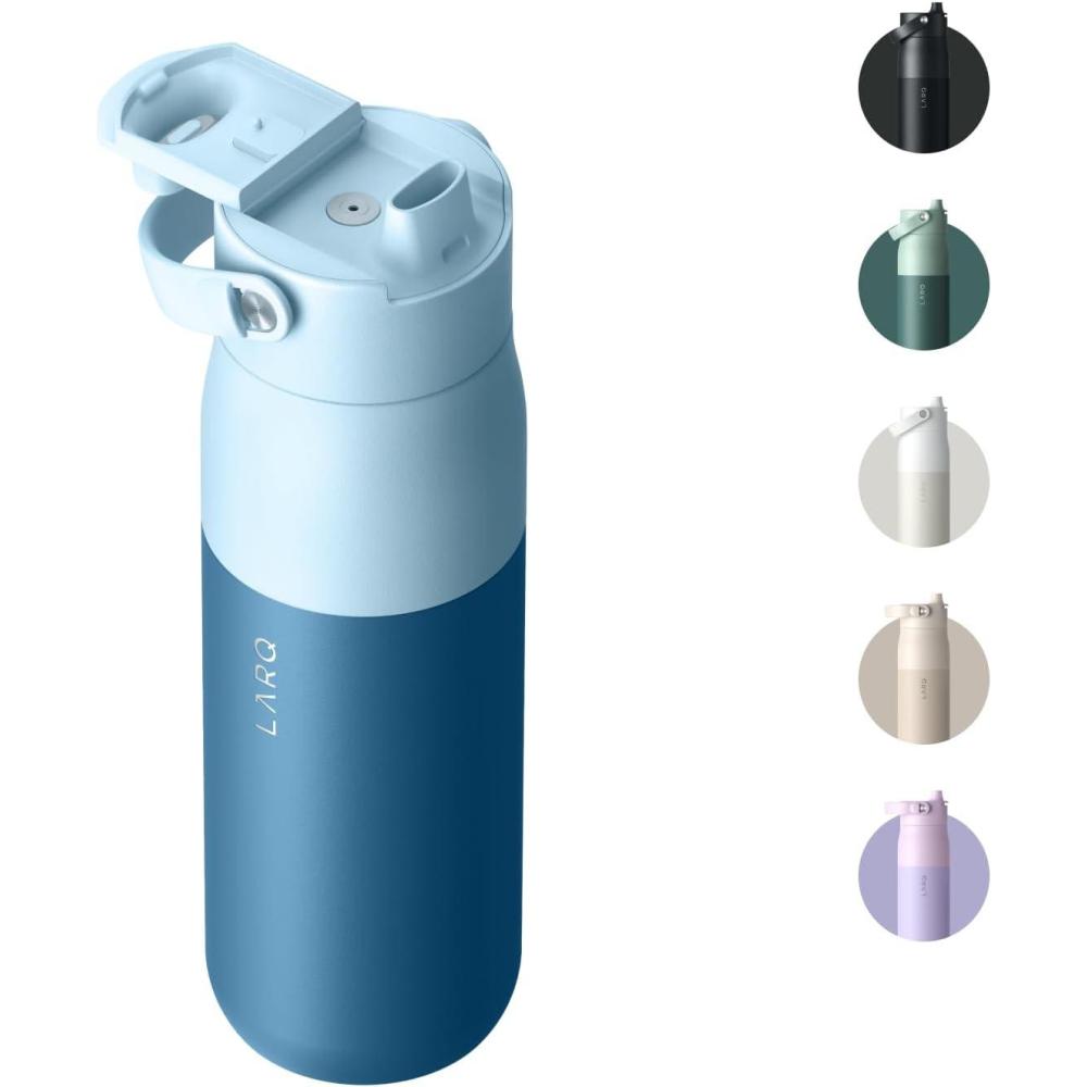 image:imageLARQ Bouteille Swig Top 680ml Bouteille large goulot en acier inoxydable isolation sous vide Garde leau froide Bouteille deau rutilisable pour le sport et les voyages Obsidian BlackAmalfi Blue
