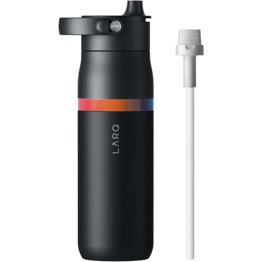 image:imageLARQ Bouteille Swig Top 680ml Bouteille large goulot en acier inoxydable isolation sous vide Garde leau froide Bouteille deau rutilisable pour le sport et les voyages Obsidian BlackAmber Obsidian Black