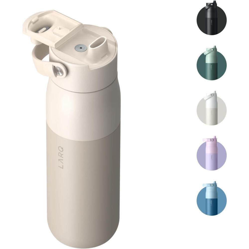 image:imageLARQ Bouteille Swig Top 680ml Bouteille large goulot en acier inoxydable isolation sous vide Garde leau froide Bouteille deau rutilisable pour le sport et les voyages Obsidian BlackMojave Dune