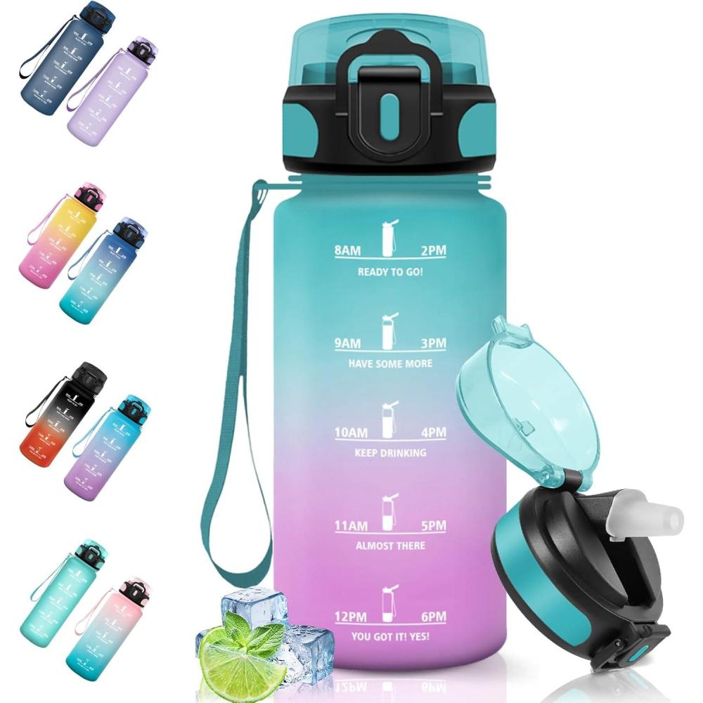 image:imageMotswedi Gourde Sport 1000ml AntiFuite Gourde avec Paille sans BPA Gourde Paille Rutilisable Gourde Facile Transporter Bouteille deau pour Yoga Camping Cyclisme Fitness Jaune RosePinkcyanzz