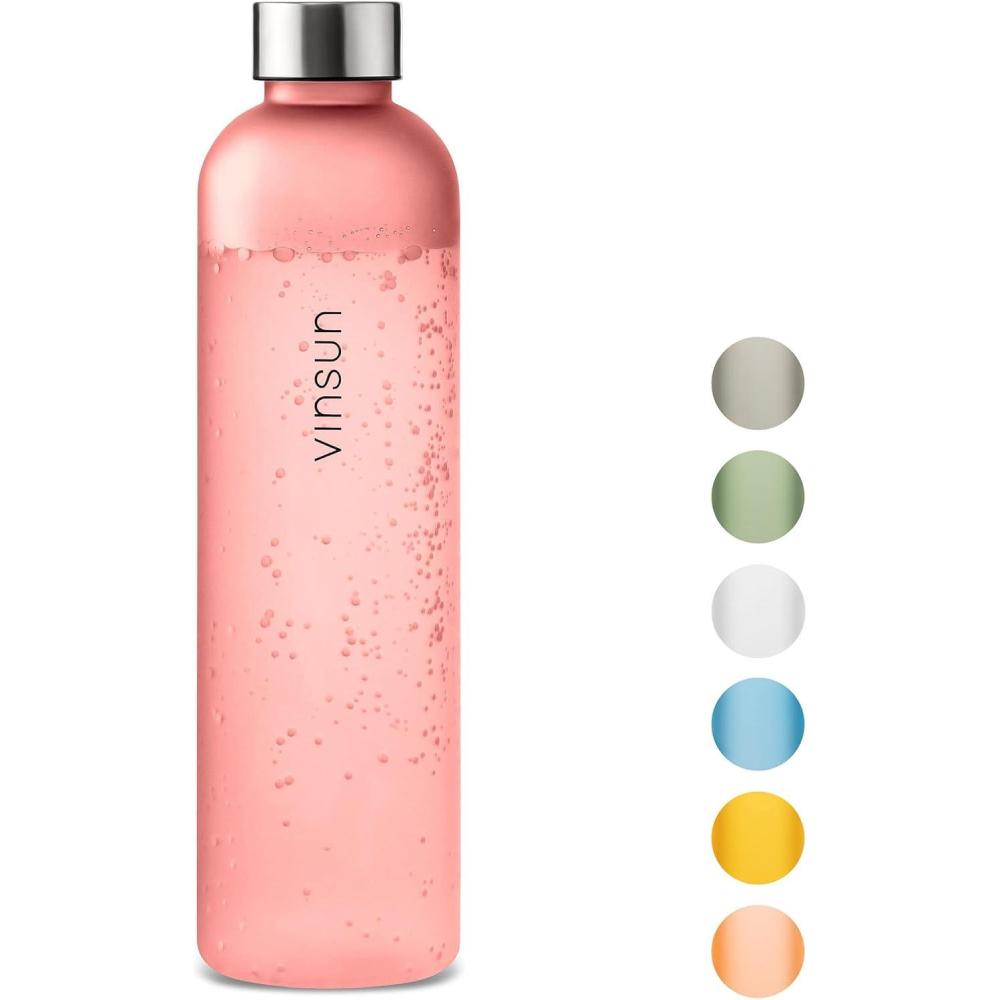 image:imageVINSUN Gourde 1L Bleu Menthe  Rutilisable tanche Convient aux Boissons Gazeuses sans BPA Tritan  Bouteille dEau lgre pour Sport Vlo TravailRose