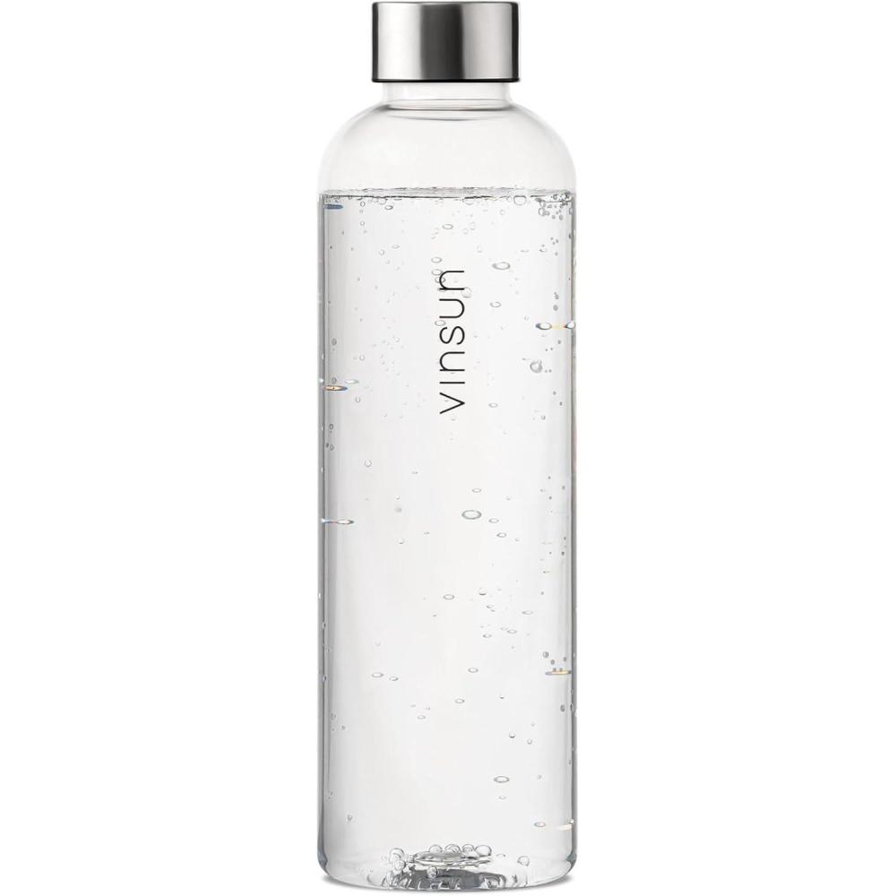 image:imageVINSUN Gourde 1L Bleu Menthe Rutilisable tanche Convient aux Boissons Gazeuses sans BPA Tritan Bouteille dEau lgre pour Sport Vlo TravailTransparent