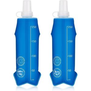 2 Pièces Flasque Running 250ml Souple et Pliable – Gourde Réutilisable en Silicone Alimentaire Sans BPA pour Course à Pied, Randonnée, Camping, Cyclisme, Voyage et Sport Outdoor