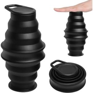 500ml Bouteilles d&rsquo;eau Pliable,Bouteille d&rsquo;eau en Silicone,Bouteille de Sport en Portable Sans BPA,Tasse de Camping Réutilisable,Enroulable Bouteille d&rsquo;eau de Gym pour Voyage Randonnée,Noir(Noir)