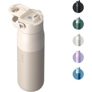LARQ Bouteille Swig Top 680ml -Bouteille à large goulot en acier inoxydable à isolation sous vide | Garde l’eau froide | Bouteille d’eau réutilisable pour le sport et les voyages, Obsidian Black(Mojave Dune)