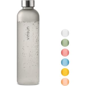 VINSUN Gourde 1L Bleu Menthe – Réutilisable, Étanche, Convient aux Boissons Gazeuses, sans BPA, Tritan – Bouteille d&rsquo;Eau légère pour Sport, Vélo, Travail(Gris)
