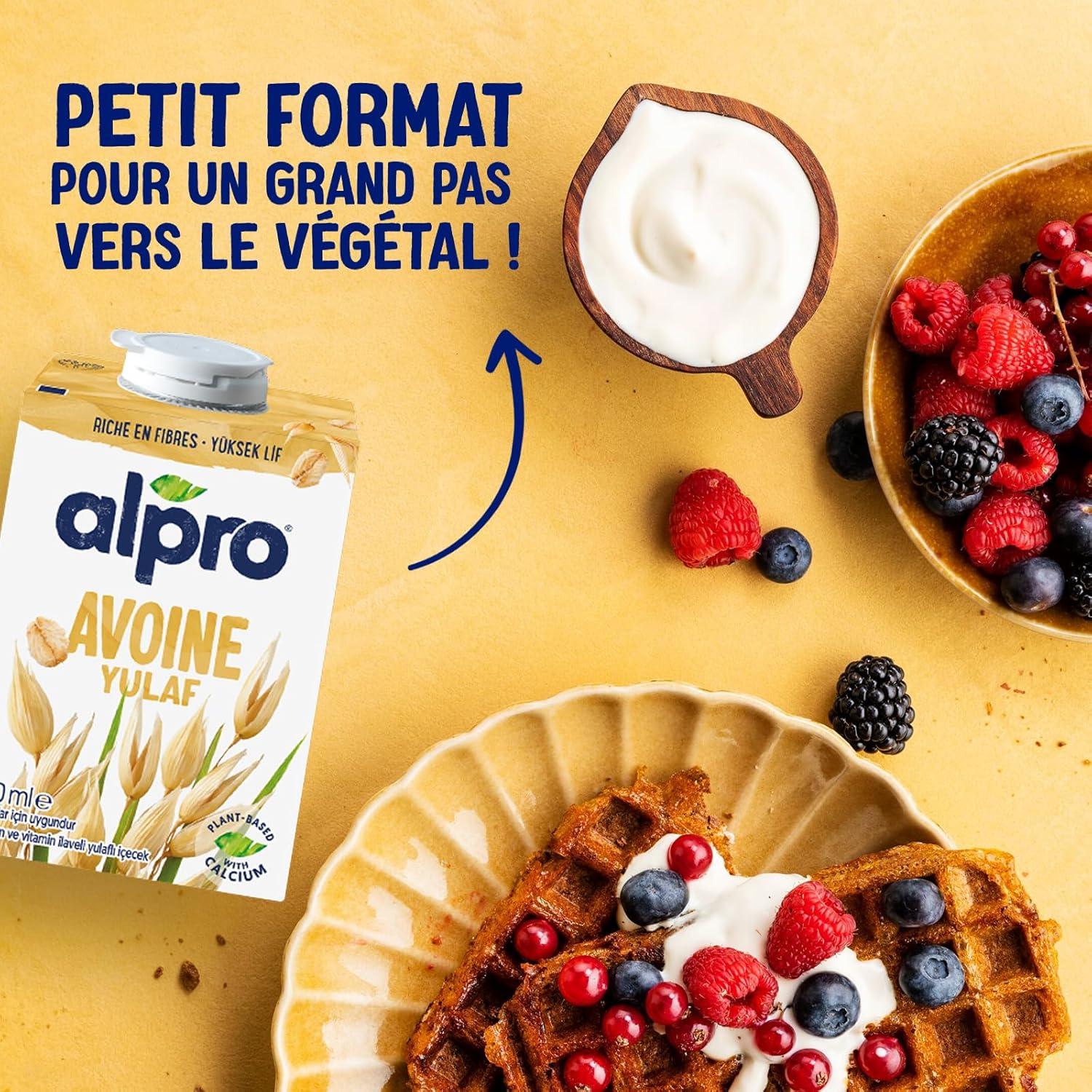 image:imageAlpro Avoine Boisson Vgtale Avoine 100 Europenne Riche en Fibres Sans Sucres Ajouts Sans Lactose Source de Calcium et Vitamines B2 ampamp D2 Texture Onctueuse Format Pratique 8x500mL