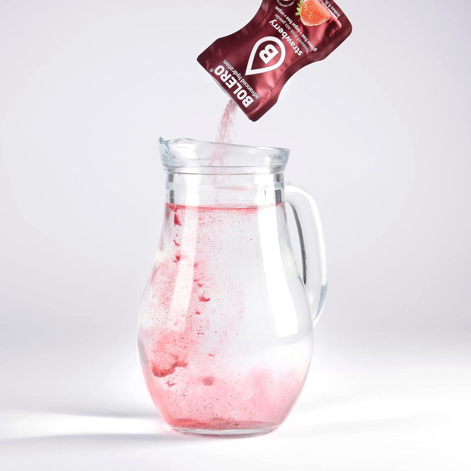 image:imageBolro STRAWBERRY 24x3g Jus en poudre sans sucre dulcor la stvia vitamine C pour enfants et sportifs sans gluten vgtalien saveur de fraise