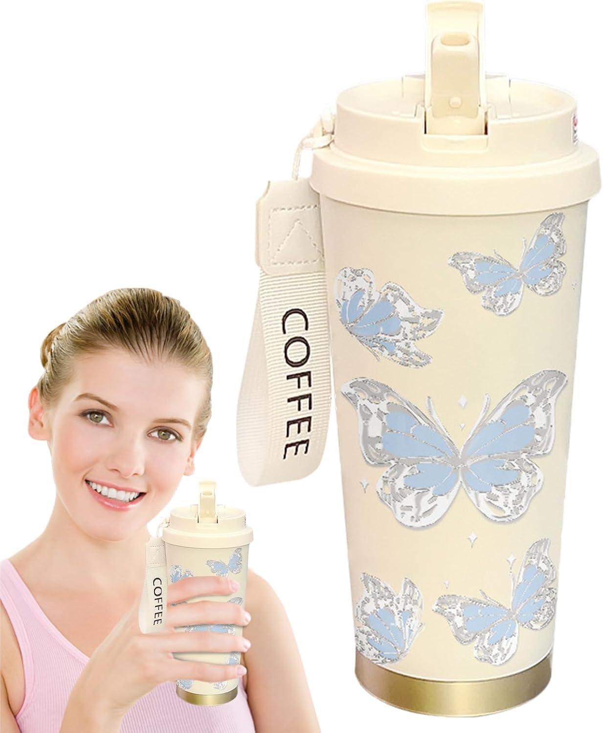 image:imageBouteille deau isole Bouteille deau sportive imprime de 500 ml Conception double boisson fournitures dhydratation rutilisables antifuite pour boissons chaudes et froidesBleu