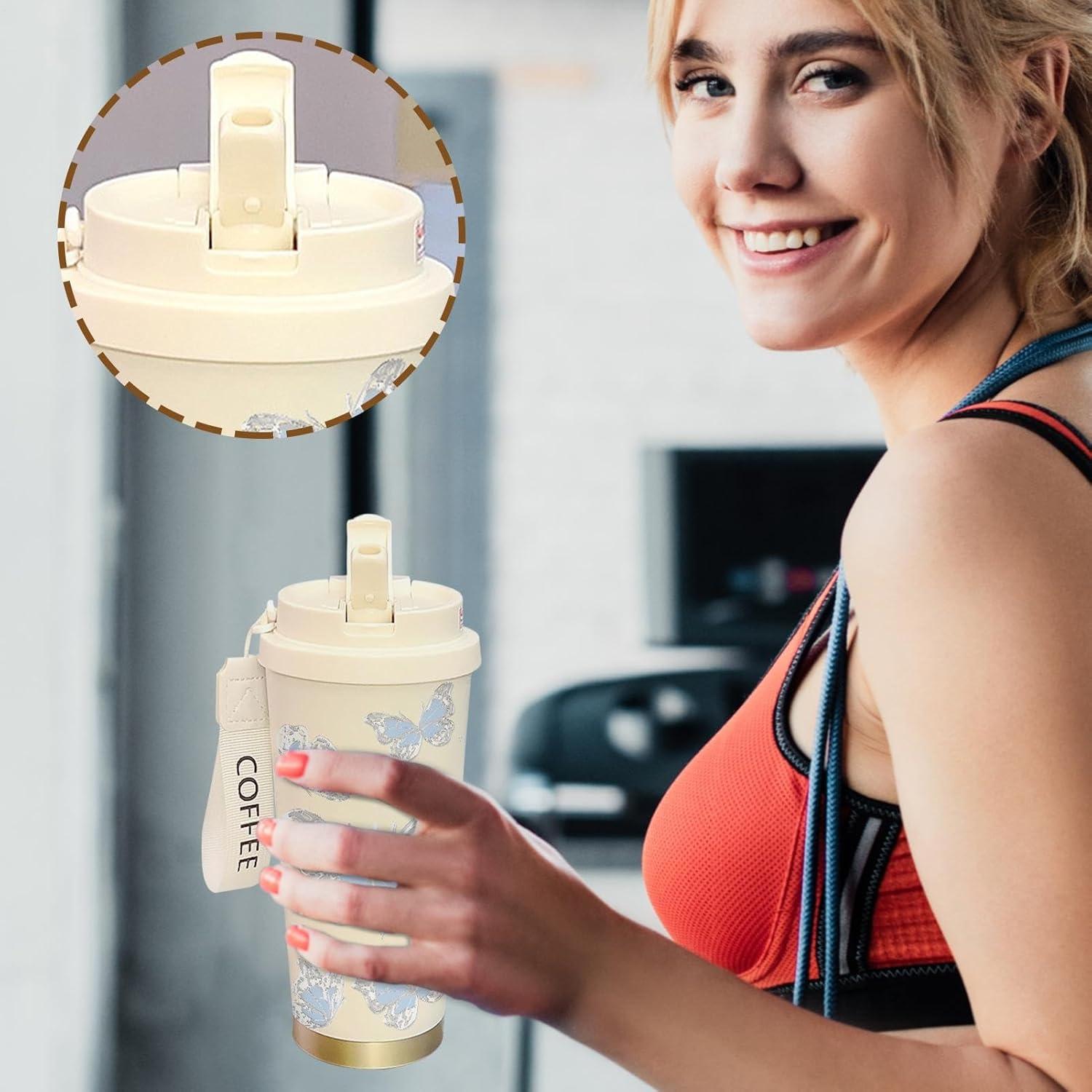 image:imageBouteille deau isole Bouteille deau sportive imprime de 500 ml Conception double boisson fournitures dhydratation rutilisables antifuite pour boissons chaudes et froidesBleu