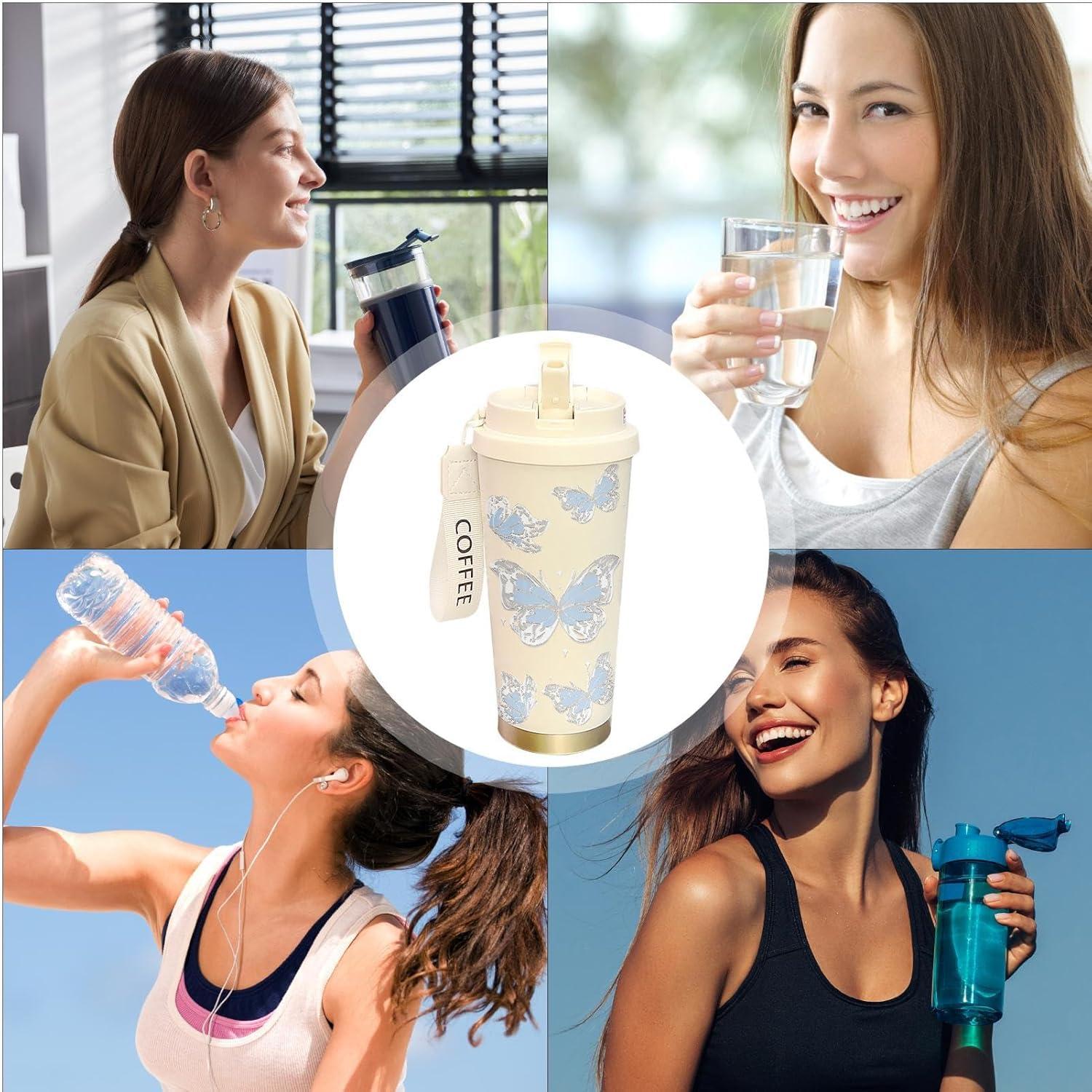 image:imageBouteille deau isole Bouteille deau sportive imprime de 500 ml Conception double boisson fournitures dhydratation rutilisables antifuite pour boissons chaudes et froidesBleu