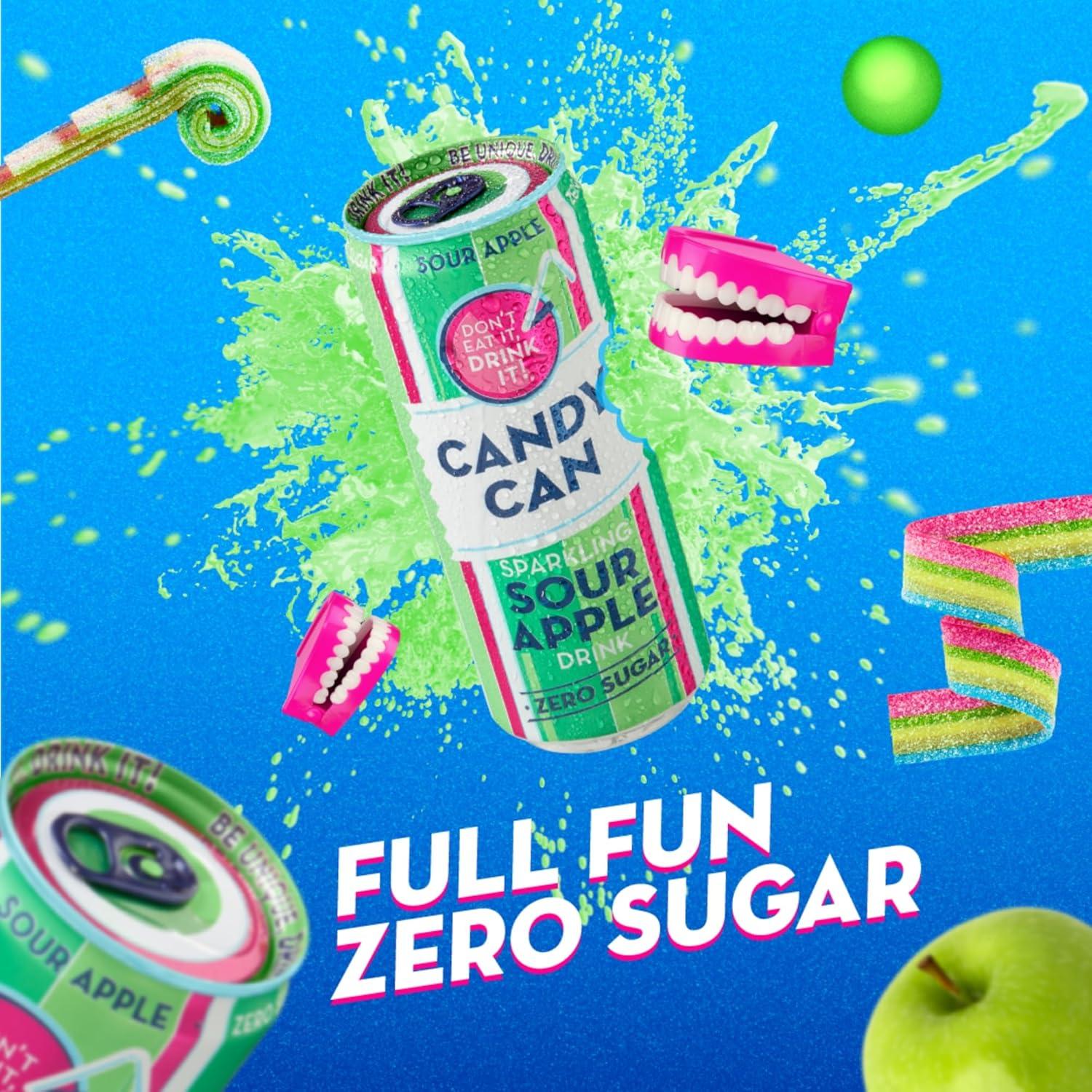 image:imageCandy Can Cotton Candy boisson ptillante saveur nostalgique de soda amricain sans sucre 1 bote de 330 mlPomme