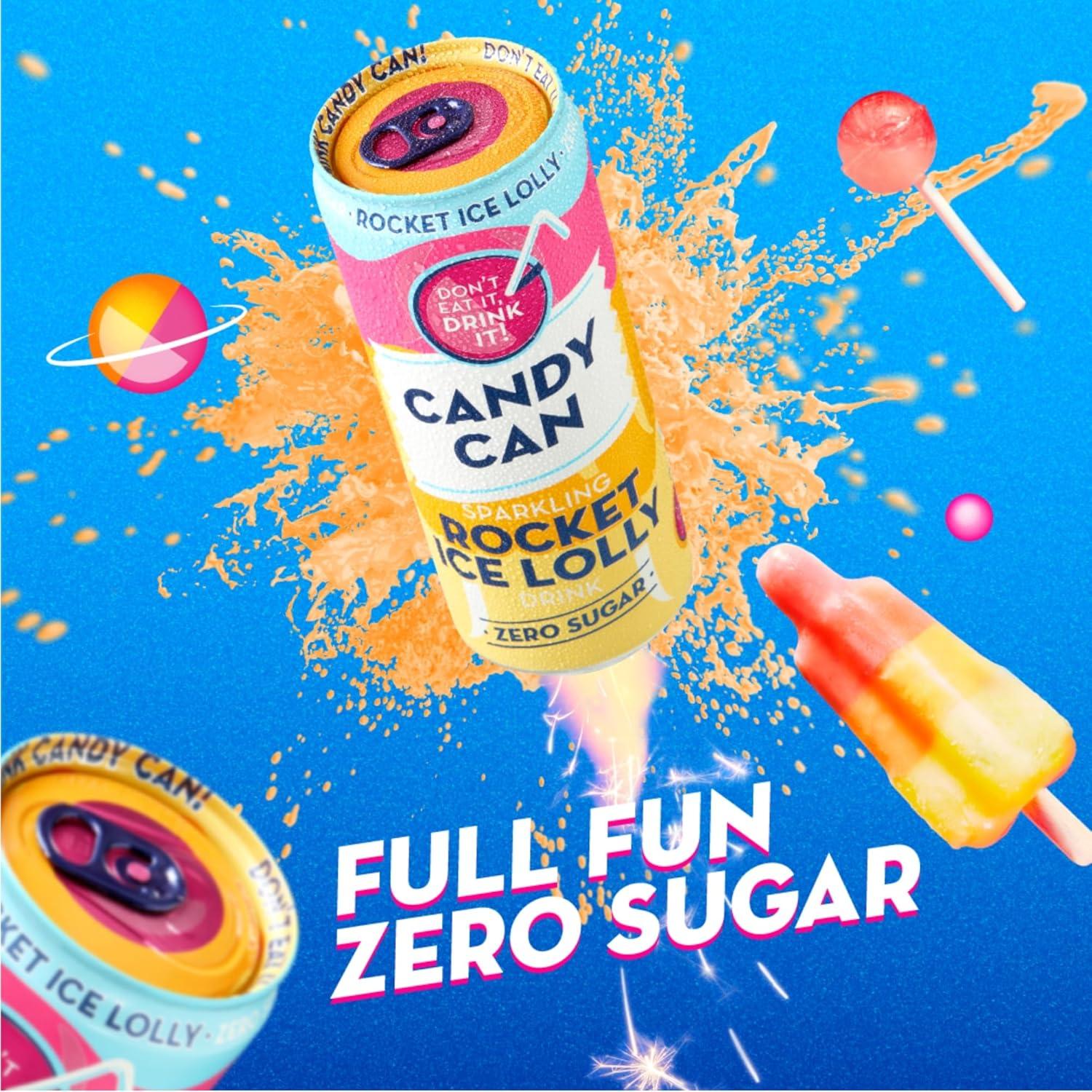 image:imageCandy Can Cotton Candy boisson ptillante saveur nostalgique de soda amricain sans sucre 1 bote de 330 mlSucette glace Rocket