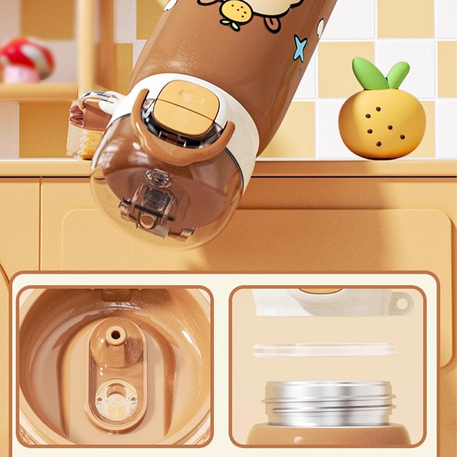 image:imageGourde Sportive Mignonne Mug En Acier Inoxydable Design Capybara Avec Couvercle Paille Bouteille DEau De Boisson Pour cole Bureaux Voyage Intrieur Extrieur Maison Famille AdultesCaf