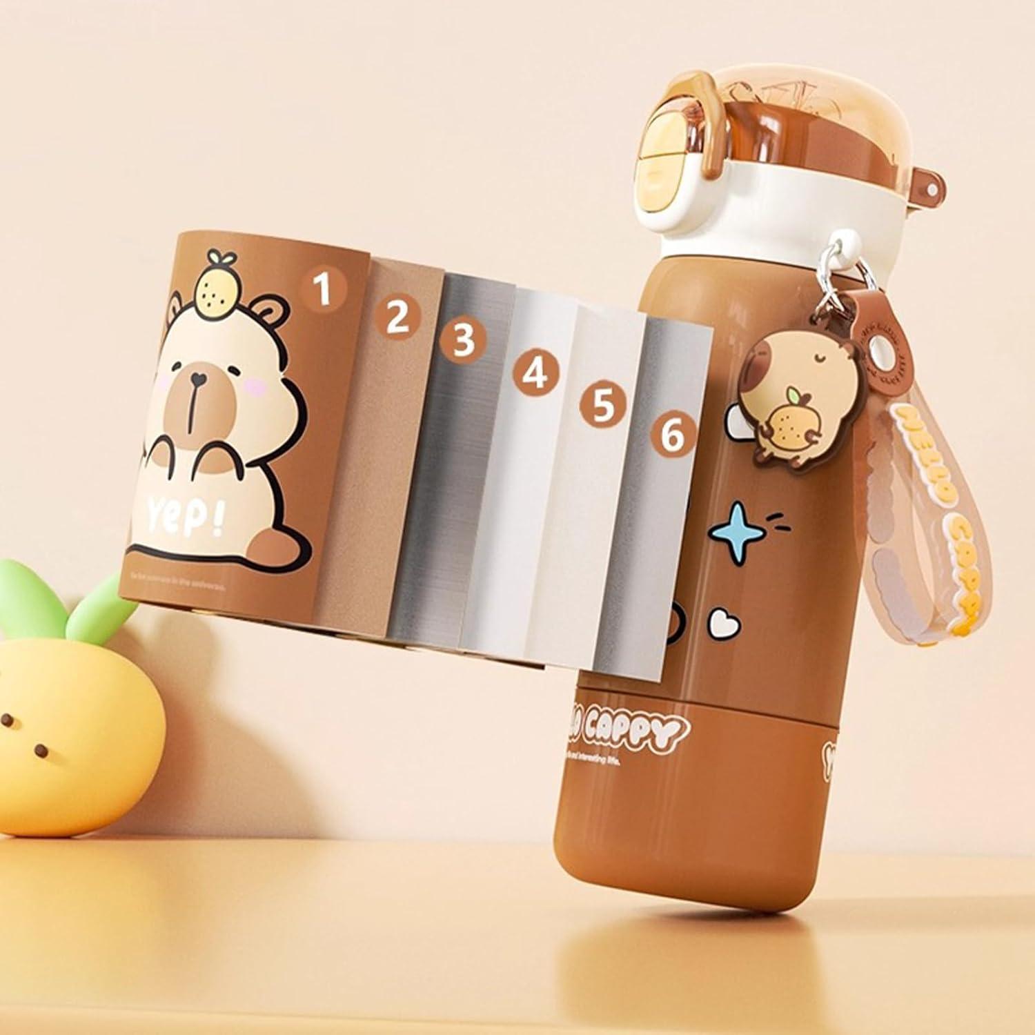 image:imageGourde Sportive Mignonne Mug En Acier Inoxydable Design Capybara Avec Couvercle Paille Bouteille DEau De Boisson Pour cole Bureaux Voyage Intrieur Extrieur Maison Famille AdultesCaf