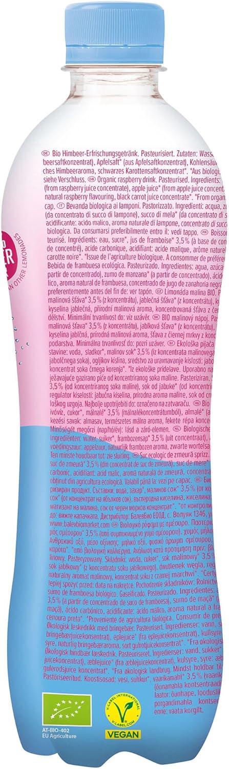 image:imageHLLINGER Bio Spritz Framboise Boisson Ptillante Biologique Vgtalienne Bouteille PET 500ml Sans Sucre Ajout Format Nomade
