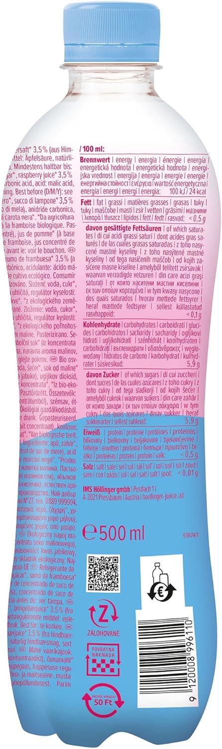 image:imageHLLINGER Bio Spritz Framboise Boisson Ptillante Biologique Vgtalienne Bouteille PET 500ml Sans Sucre Ajout Format Nomade