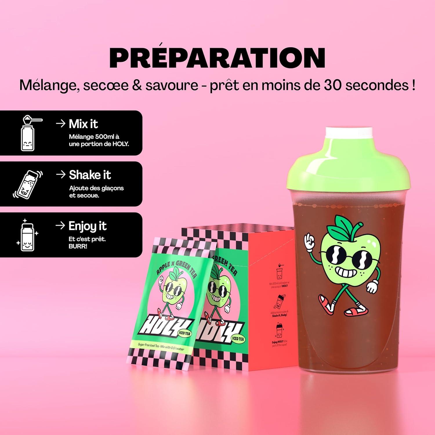 image:imageHOLY Iced Tea Bote de 10 sachets Acai x Hibiscus avec poudre au got daai et dhibiscus 10 portions avec antioxydants Th glac sans sucre Vgtalien avec armes 100 naturelsPomme