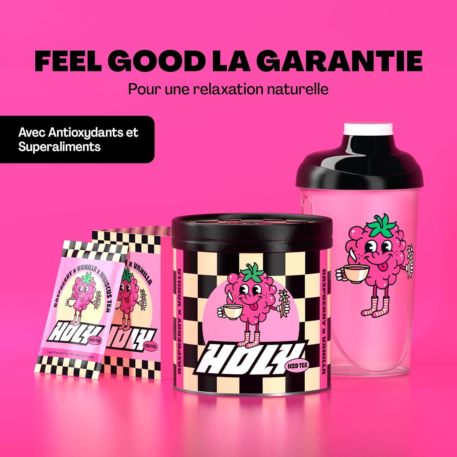 image:imageHOLY Iced Tea Bote de 10 sachets Acai x Hibiscus avec poudre au got daai et dhibiscus 10 portions avec antioxydants Th glac sans sucre Vgtalien avec armes 100 naturelsFramboise