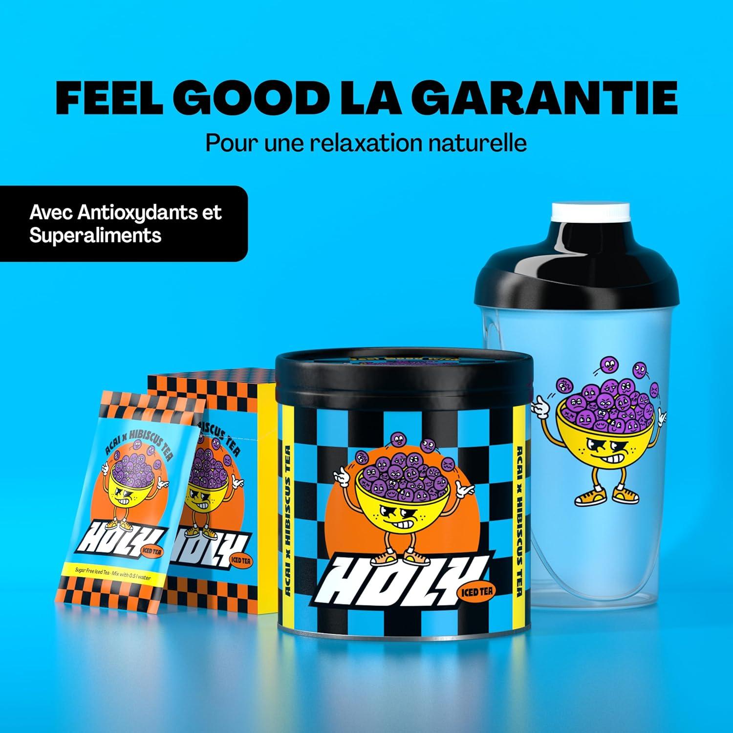 image:imageHOLY Iced Tea Bote de 10 sachets Acai x Hibiscus avec poudre au got daai et dhibiscus 10 portions avec antioxydants Th glac sans sucre Vgtalien avec armes 100 naturelsAa x Hibiscus